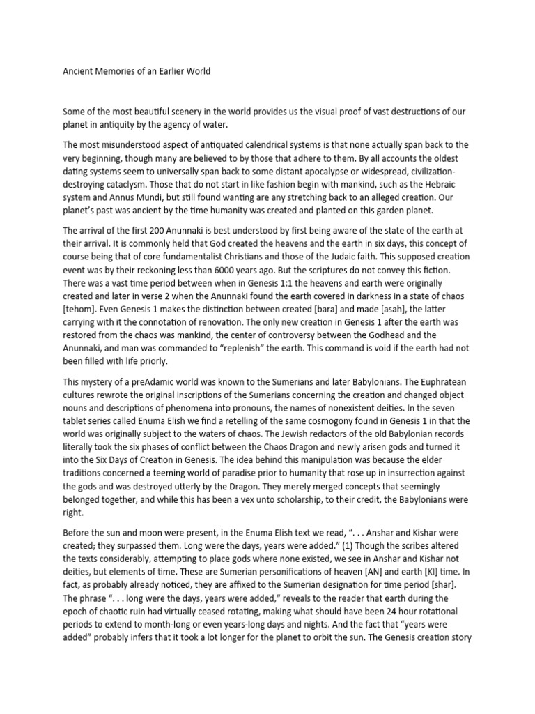 Ancient Memories of An Earlier World | PDF | Genesis Creation Narrative ...