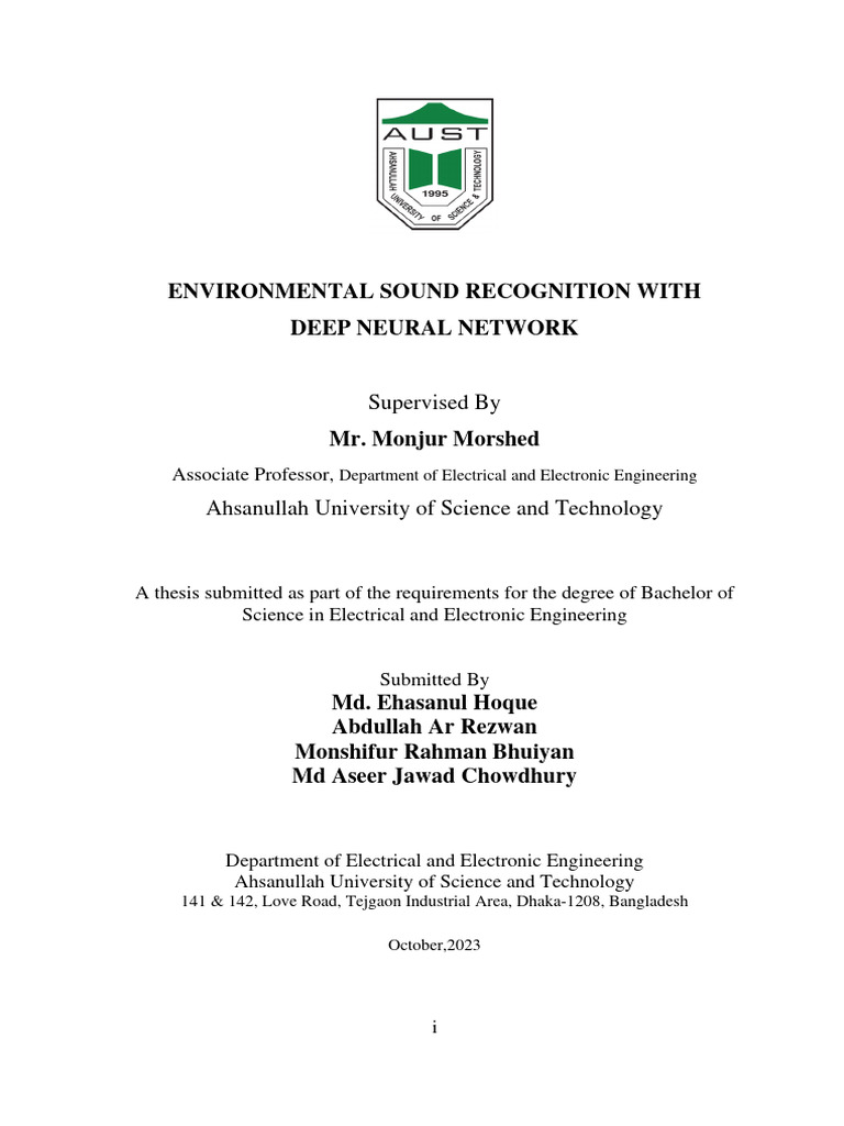 Environmental Sound Recognition Thesis | PDF | Deep Learning ...