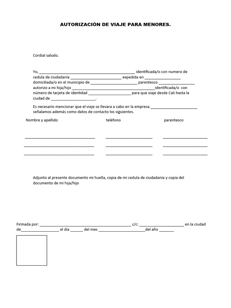 Autorización de Viaje para Menores | PDF | Crecimiento personal y ...