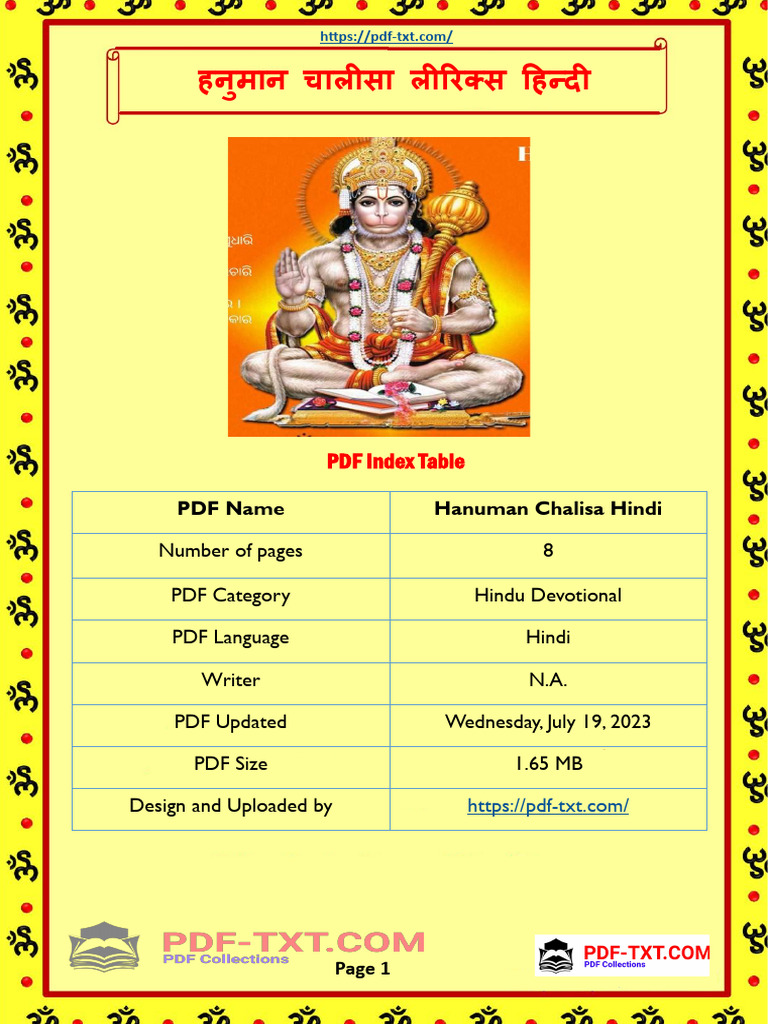HANUMAN CHALISA LYRICS IN ENGLISH PDF IN HINDI PDF DOWNLOAD FREE visual data 6