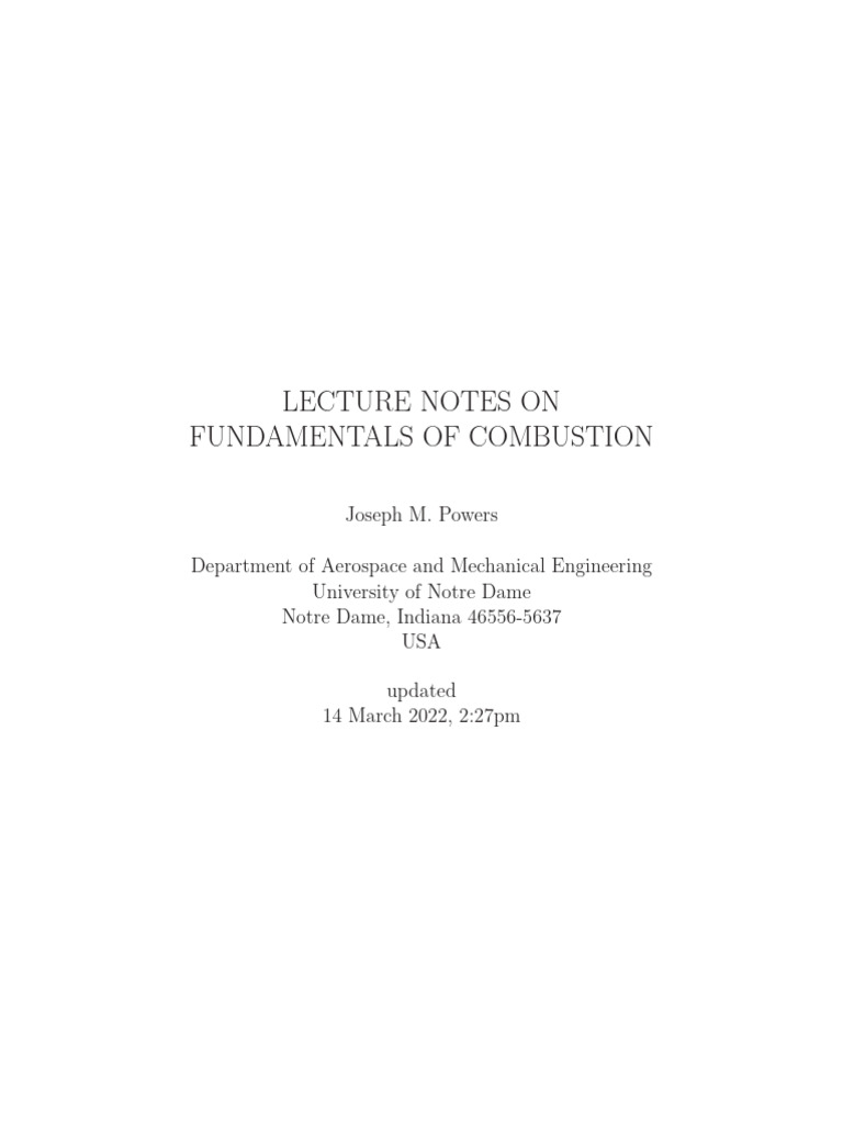 Fundamentals of Combustion Lecture Notes | PDF | Chemical Equilibrium ...