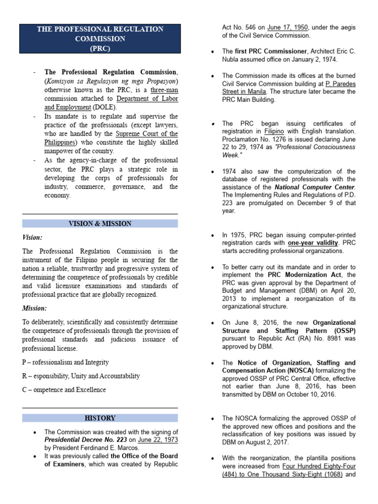 The Professional Regulation Commission PDF