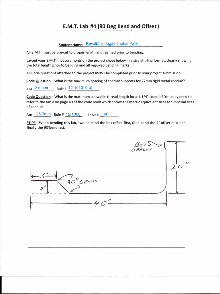 EMT Bending Techniques and Guidelines | PDF | Science & Mathematics ...
