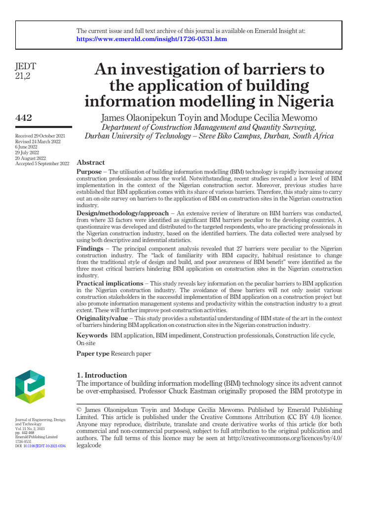 10 An Investigation of Barriers To The Application of Building ...