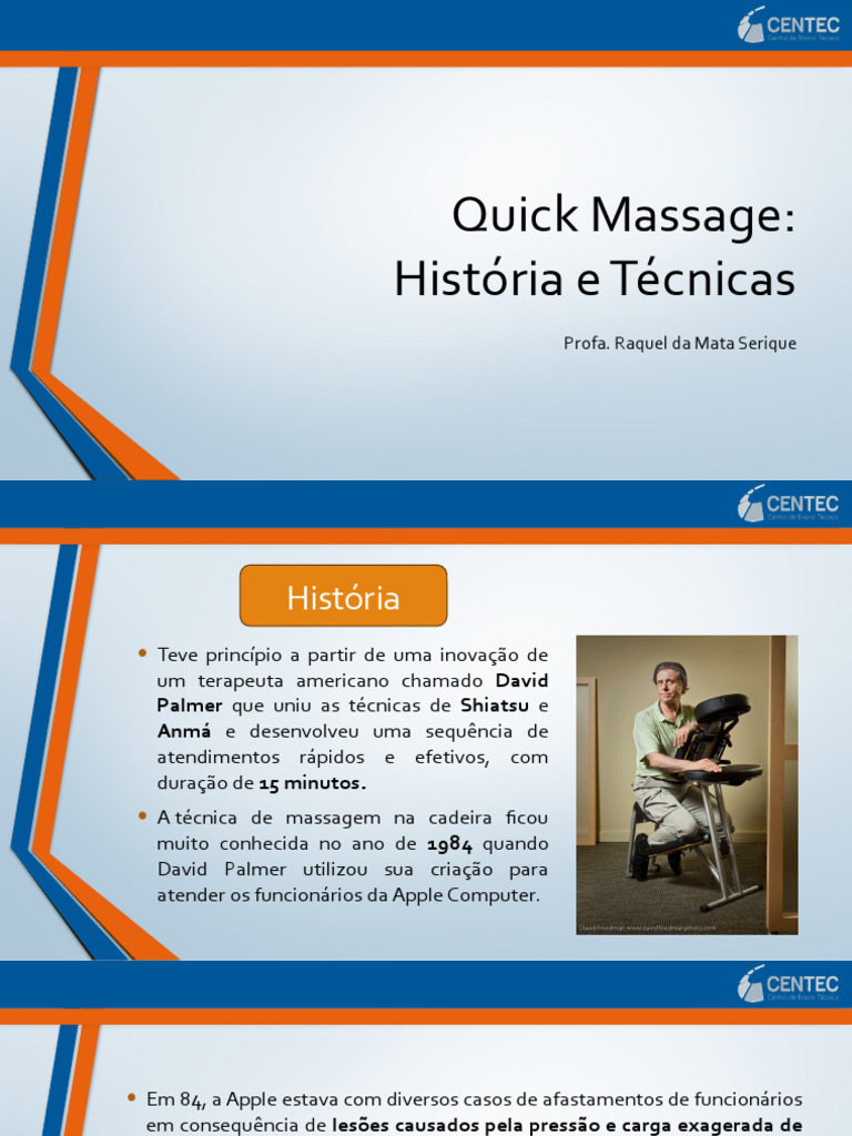 História e Técnicas da Quick Massage | PDF | Joelho | Anatomia humana