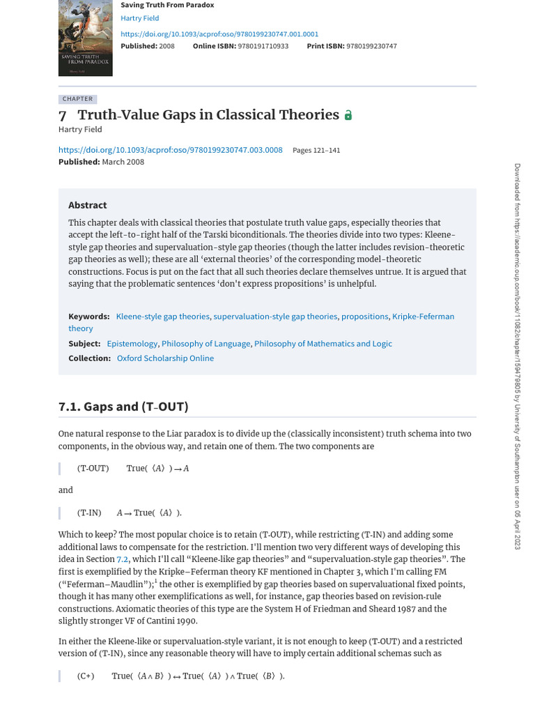 Field Truth valu gaps PDF