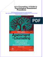 Assessment in Counseling a Guide to the Use of Psychological Assessment Procedures