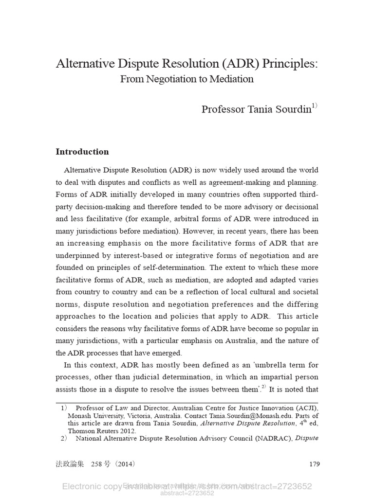 What Is Alternative Dispute Resolution Pdf