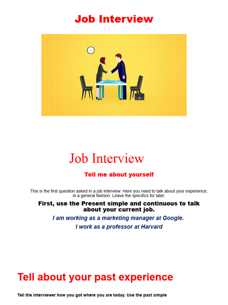 Job Interview Lesson PDF Syntax Language Mechanics
