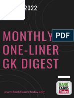 Monthly One Liner GK Digest March 2022