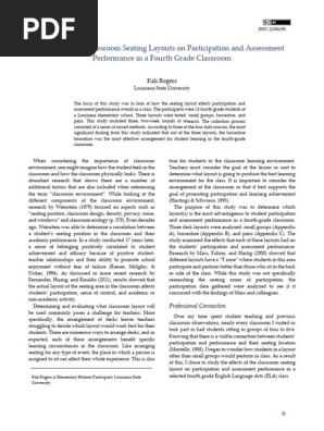 The Effects of Classroom Seating Layouts on Participation and Assessment Performance in a Fourth Grade Classroom
