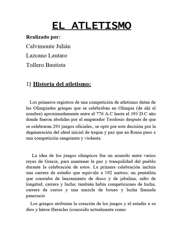 ATLETISMO | PDF | Deporte del atletismo | Deportes olímpicos de verano