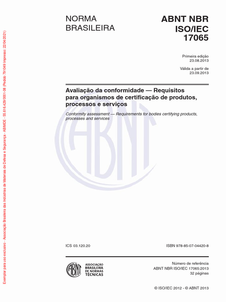 ABNT NBR ISO-IEC 17065-2013 - Avaliação da conformidade - Requisitos ...