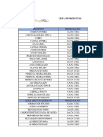 Lista de Productos Aditivos Quimicos y Condimentos