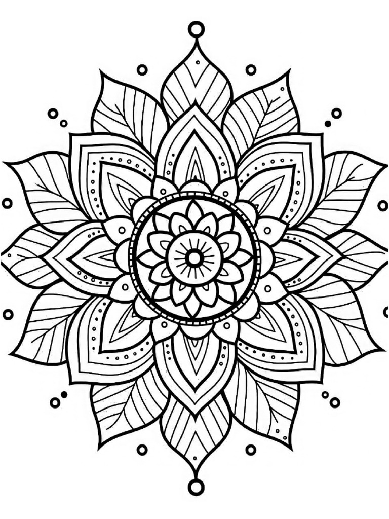Intermediate Mandala Coloring Page Original | PDF