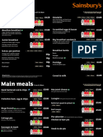 Sainburys Cafe Sample Menu