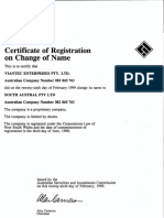 Certificate of Registration On Change of Name
