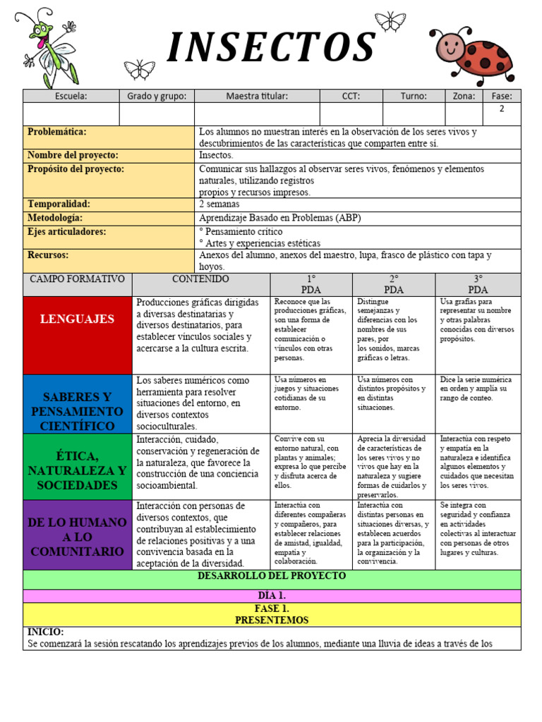 Insectos Planeación. | Descargar gratis PDF | Evaluación | Observación