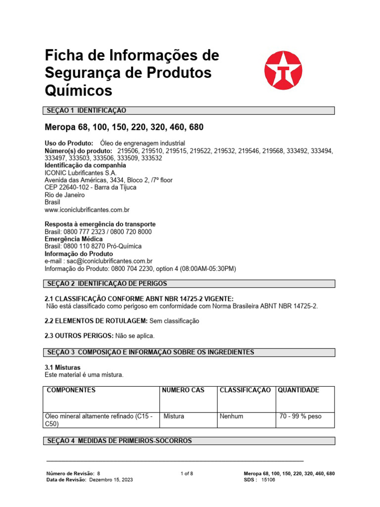 Texaco Meropa A 320 - BD 20 Fispq | PDF | Tecnologia e Engenharia