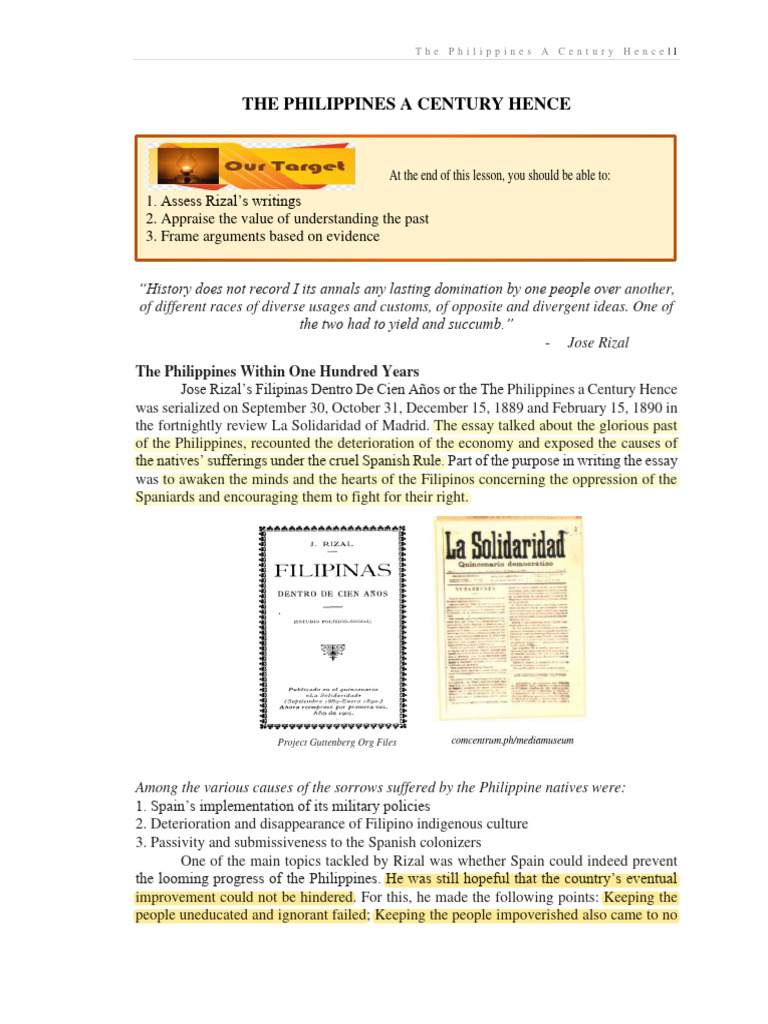 Rizal's Vision in 