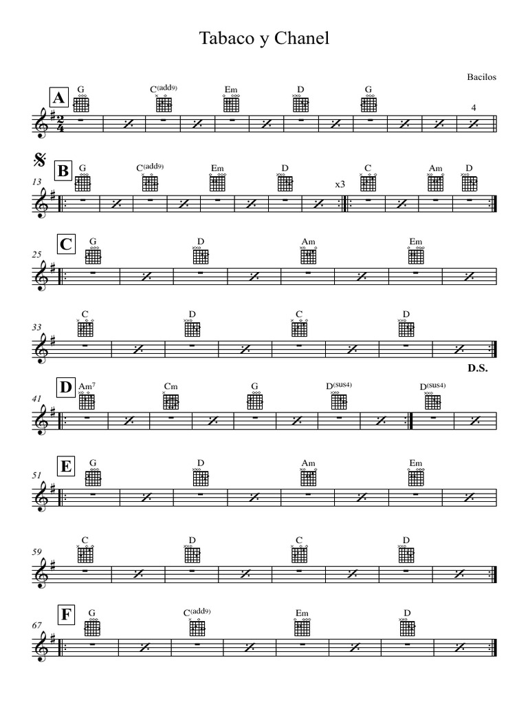 Tabaco y Chanel Partitura completa PDF