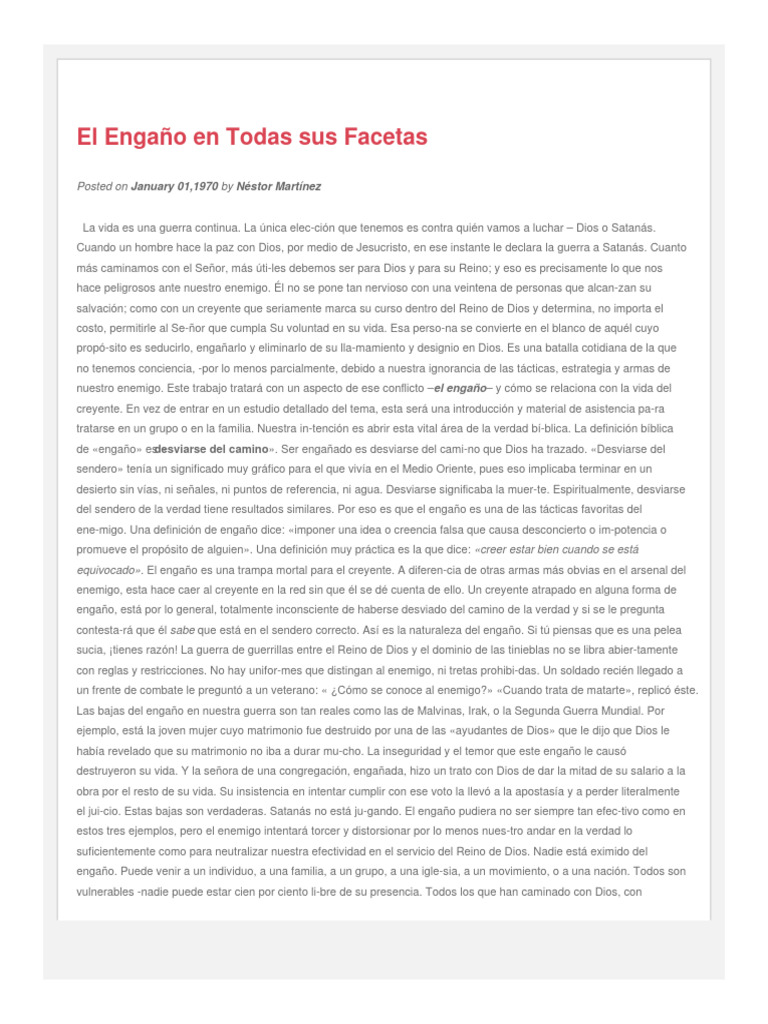 El Engaño y su Impacto Espiritual | PDF | Verdad | Dios