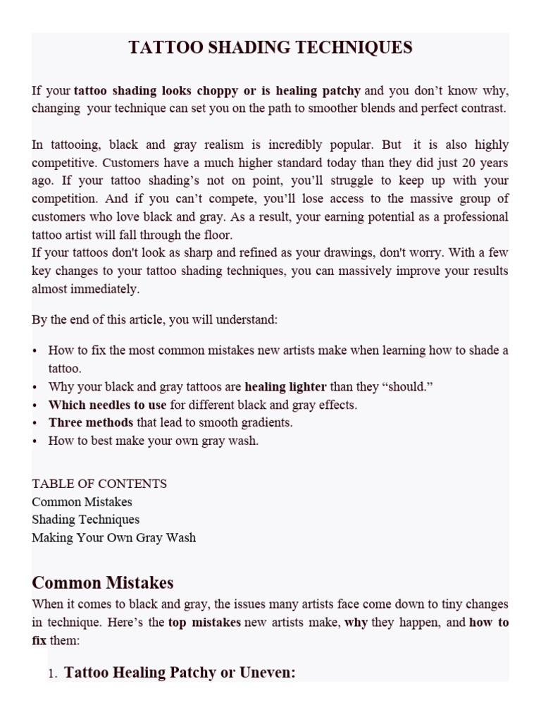 Essential Tattoo Shading Techniques | PDF | Tattoo