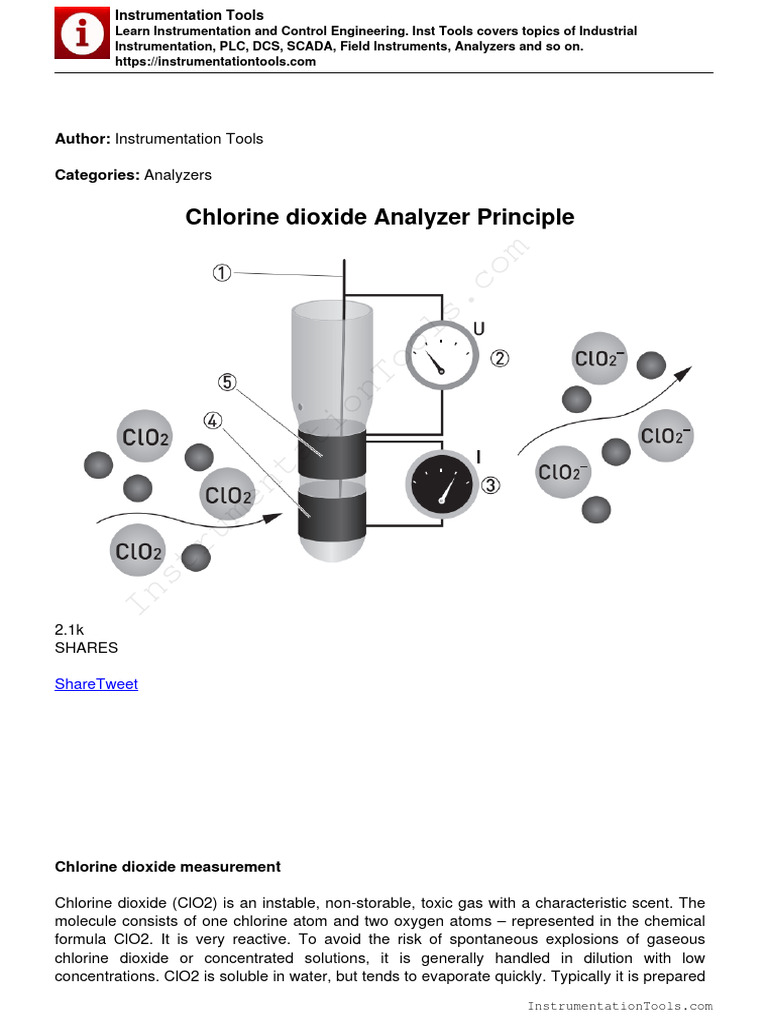 Chlorine Dioxide Analyzer Principle Pdf Chlorine Chemical Substances