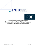 PUB's Stipulation of Standards & Requirements For Water Fittings For Use in Potable Water Service Installations