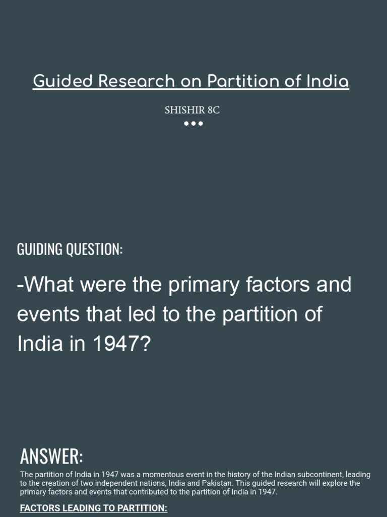 research paper on partition of india