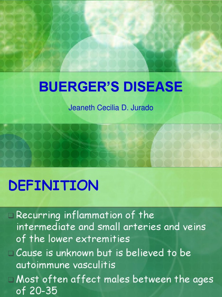 Buerger's Disease PDF Clinical Medicine Diseases And Disorders