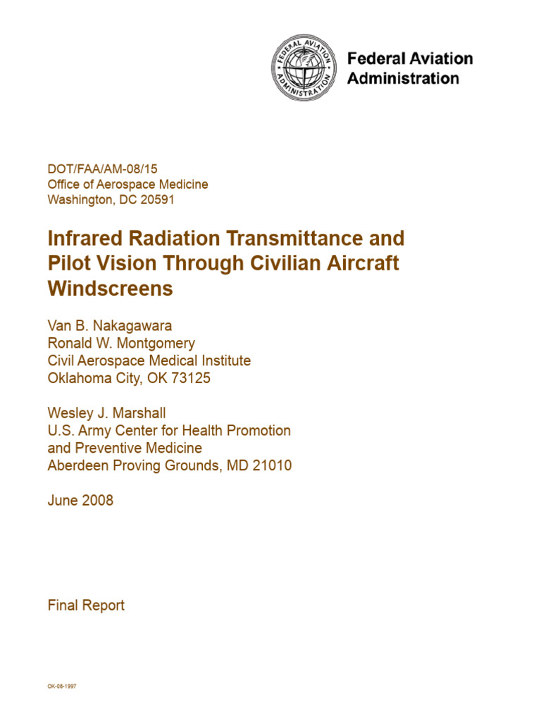 Infrared Radiation Transmittance and Pilot Vision Through Civilian ...