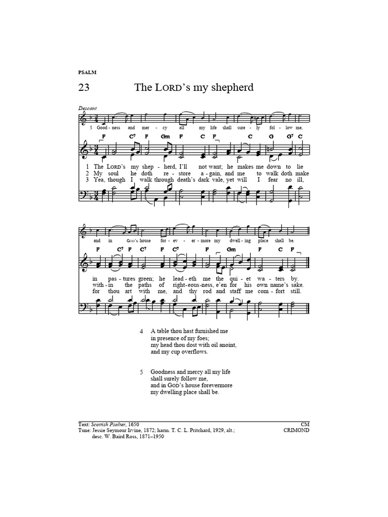 Psalm023 the lord s my shepherd pdf religious songs religious texts