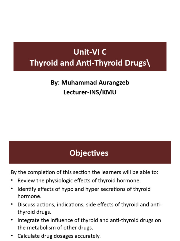 Unit 1 Thyroid and Antithyroid Drugs Pharmacy-II | PDF | Thyroid ...