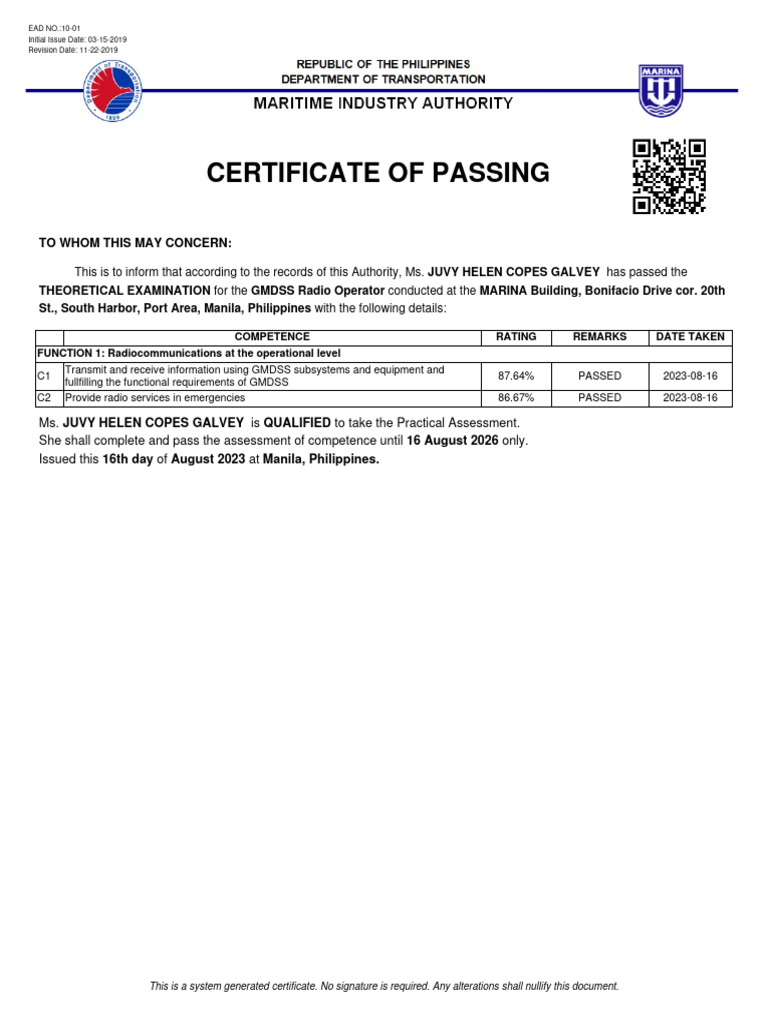 Certificate of Passing | PDF