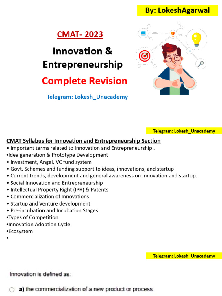 CMAT 2023: Innovation & Entrepreneurship Guide | PDF | Venture Capital ...