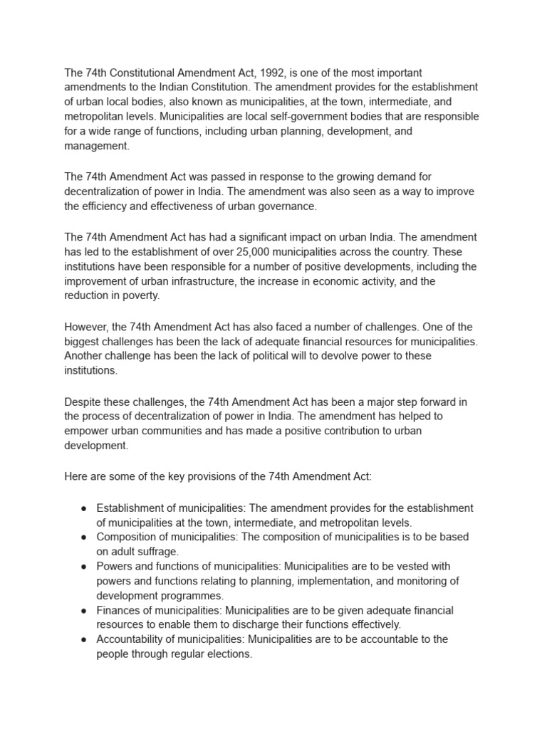 74th Constitutional Amendment | PDF | Government | Economies