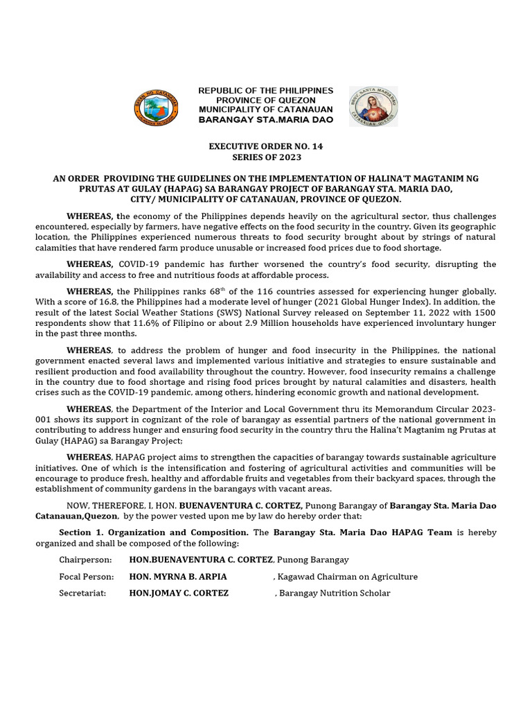 HAPAG Project Implementation Guidelines | PDF | Food Security | Hunger