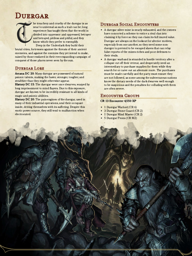 Duergar Information | Download Free PDF | Dwarf (Dungeons & Dragons)