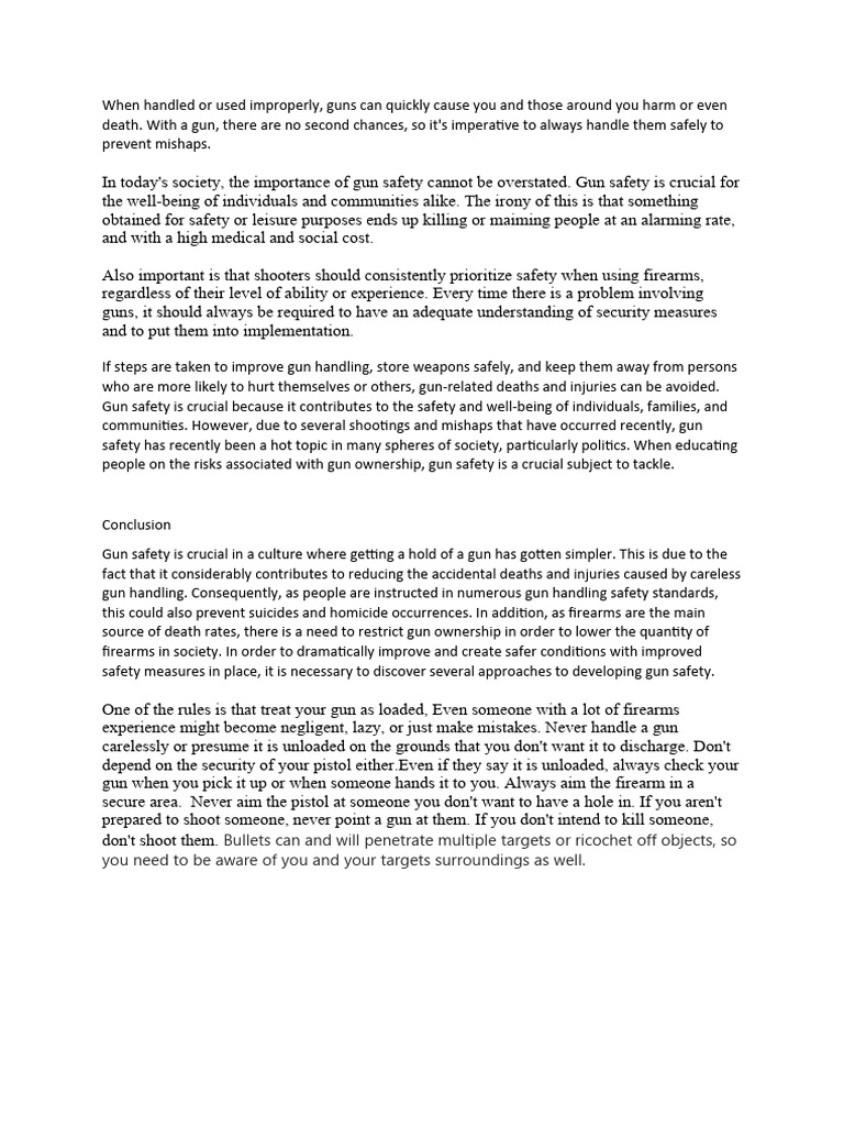 Gun Safety PDF Safety Firearms