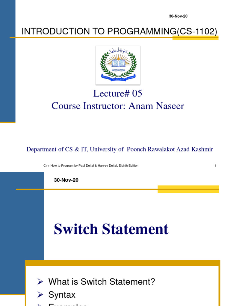 5.switch Statement PDF Computer Science Computer Programming