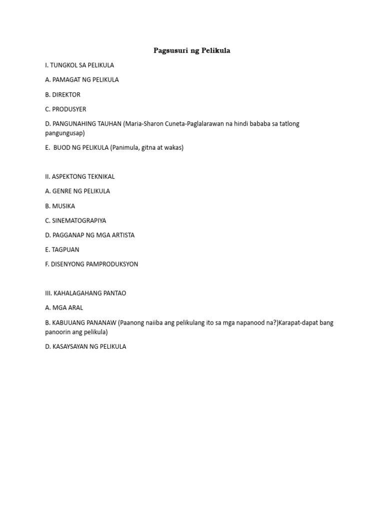 Pagsusuri Ng Pelikula | PDF