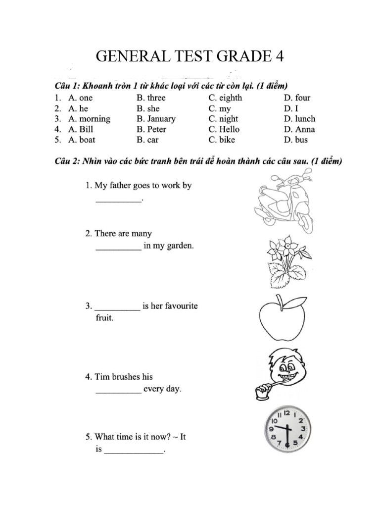 General Test Grade 4 PDF
