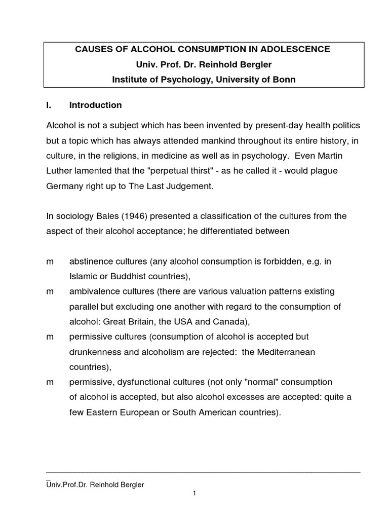 Alcohol Consumption in Adolescence | PDF | Self-Improvement