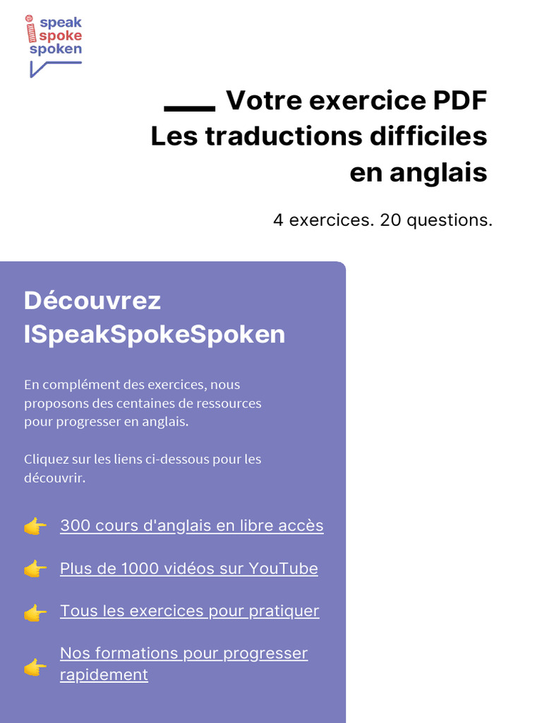 Exercices de traduction anglaisfrançais PDF — free download