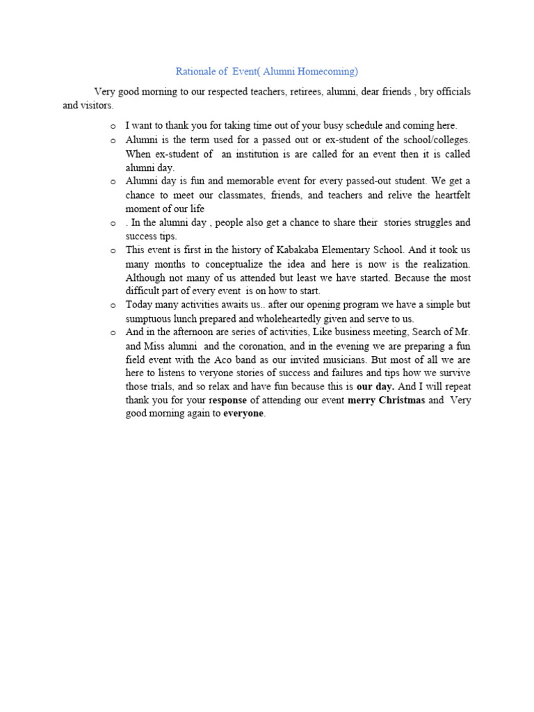 Rationale of Event | PDF