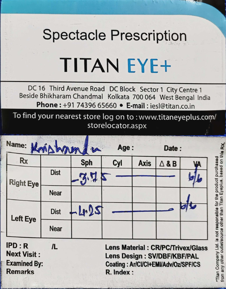 Eye Prescription | PDF