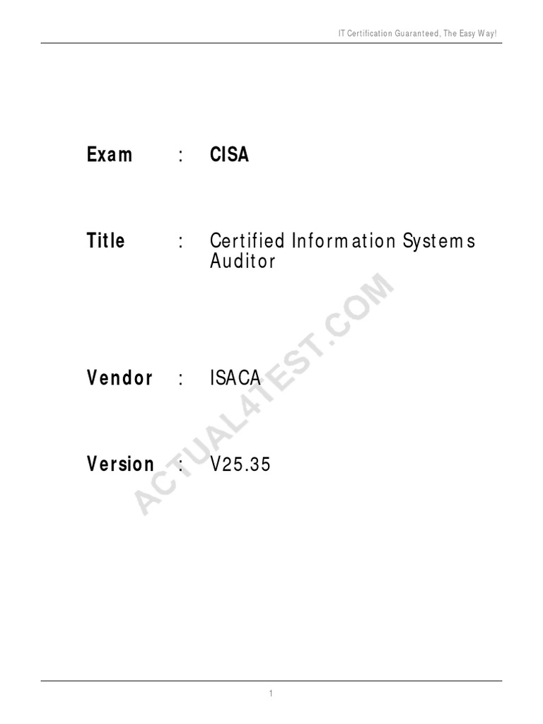 CISA Exam Review Questions and Answers | PDF | Information