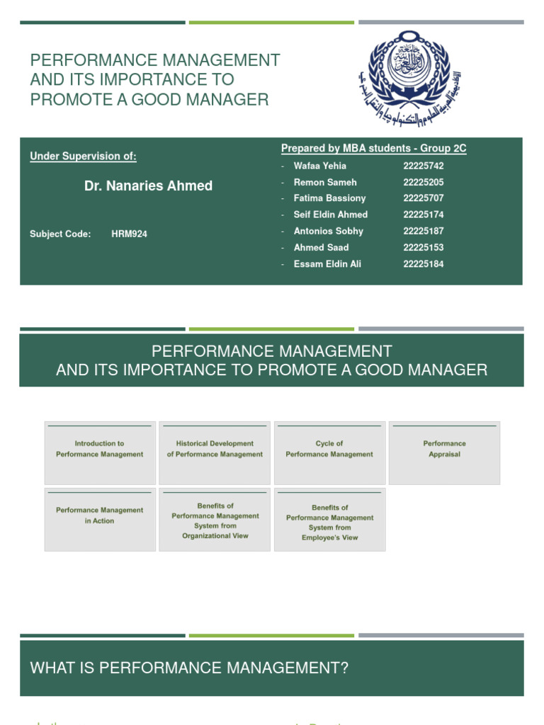 Performance Management and its importance to promote a good manager ...