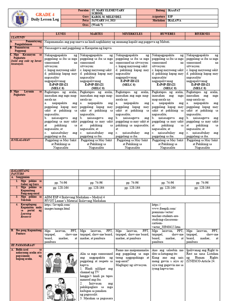 Esp4 Q2 DLL Week 7 | PDF